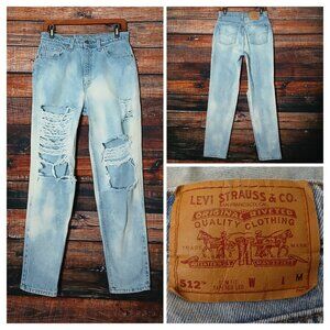 Levis Vintage 1997 Jeans 30X30 512 High Rise Slim Tapered Custom Dyed Distressed